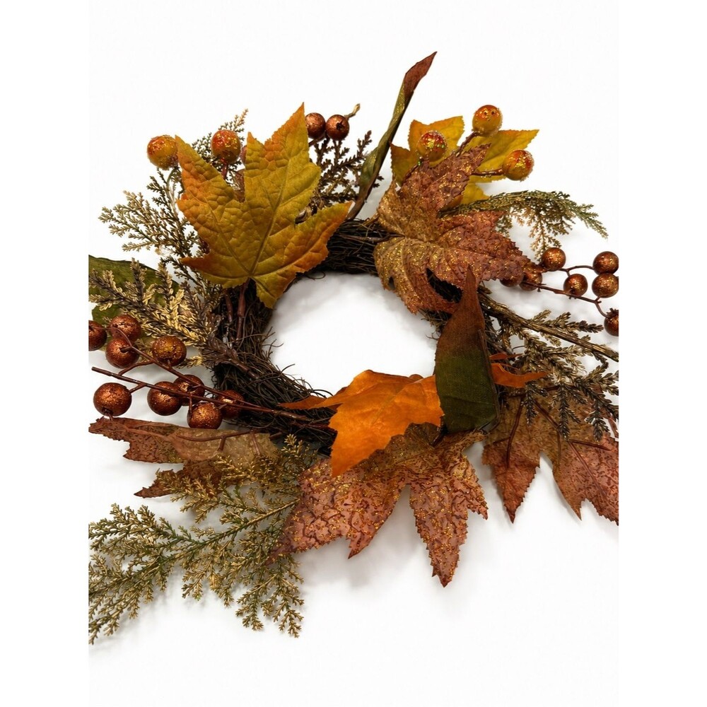 Bath & Body Works Fall Harvest Candle Wreath Autumn Leaves & Berry Centerpiece